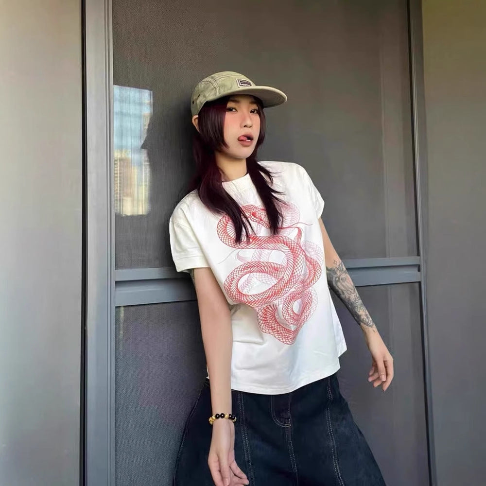 American Simple Printed Snake Year Short Sleeve