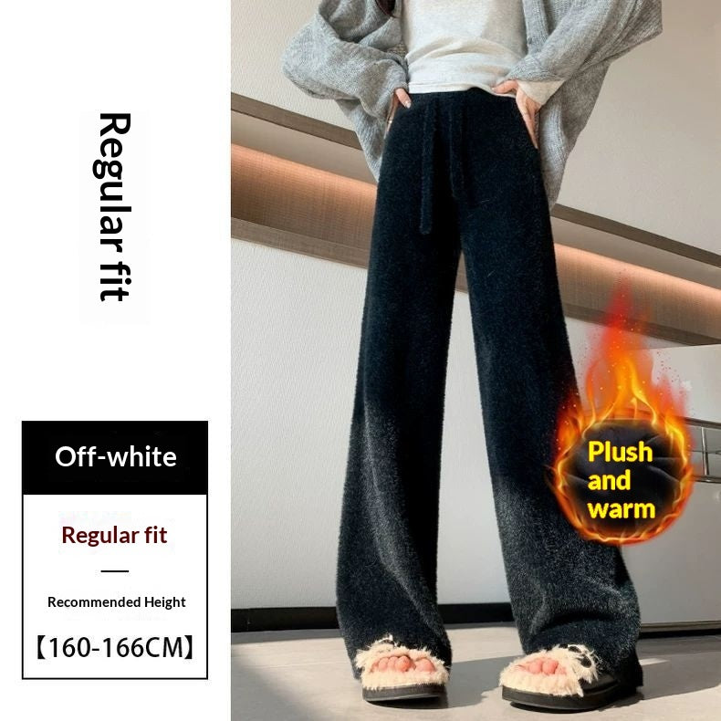 high waisted casual pants black straight leg front view