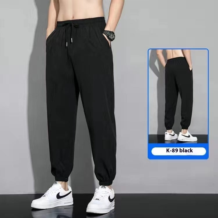 Straight Draping Effect Elastic Waist Quick-drying Casual Pants