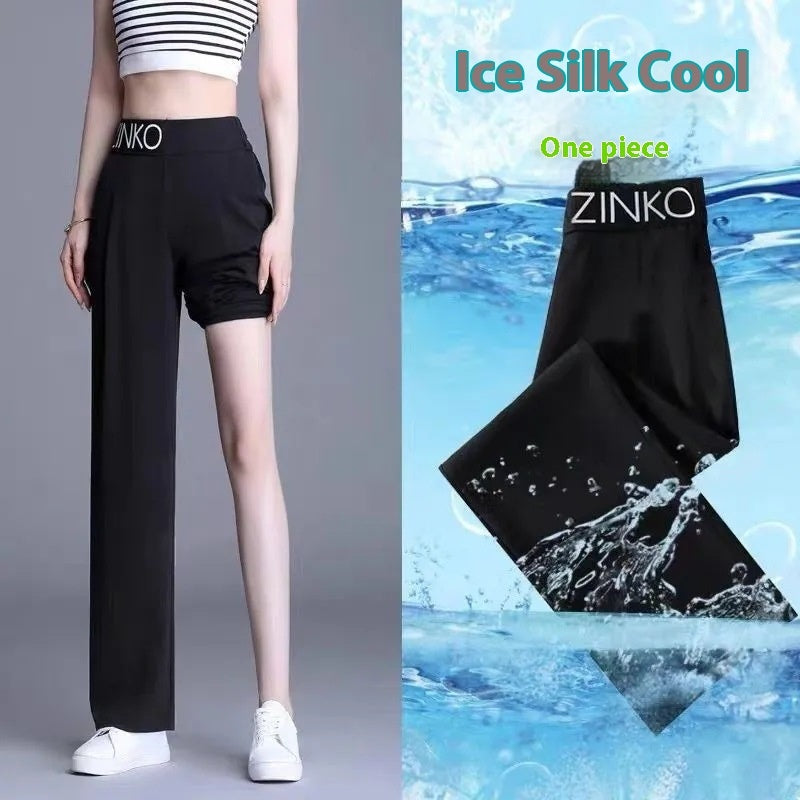 High Waist Straight Loose Slimming Ankle Length Casual Pants