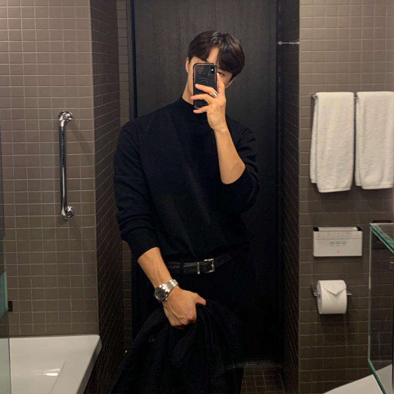 Long Sleeve Inner Wear Mock Neck Sweater Men's Loose Casual Bottoming Shirt