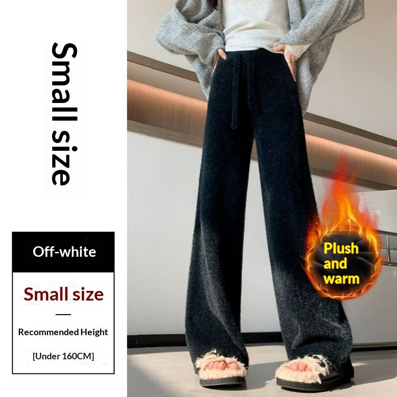 high waisted casual pants side view soft knitted fabric