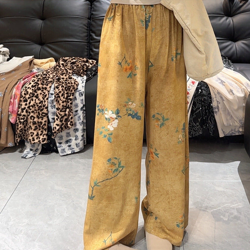 Cotton Poplin Pants Women's Thin Artificial Cotton Wide-leg Pants