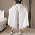 Double layer chiffon wide-leg pants nine-point hakama