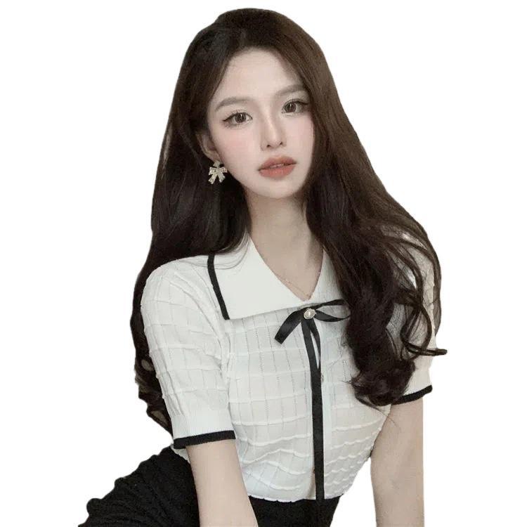 Women's Fashion Versatile Short Sleeve Knitted Top