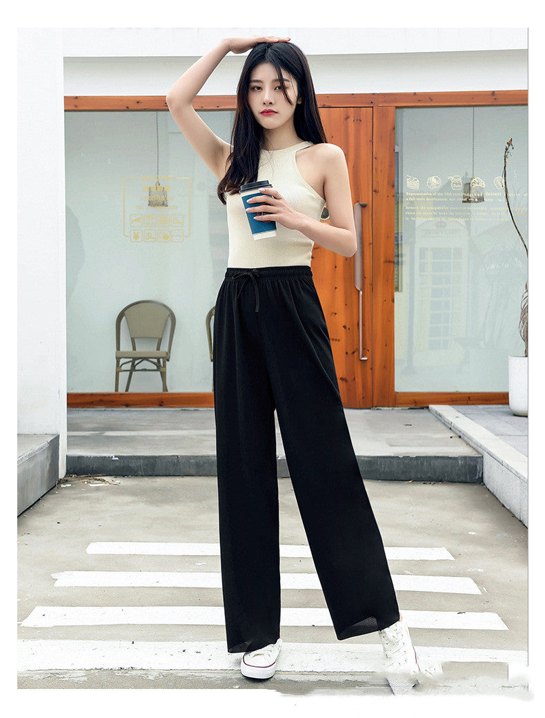New Wide Leg Pants Women's Trousers High Waist Loose Slim Straight-leg Pants