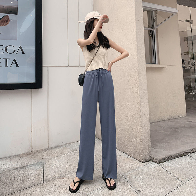 New Wide Leg Pants Women's Trousers High Waist Loose Slim Straight-leg Pants