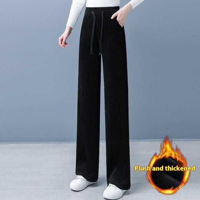 Chenille Wide-leg Pants Women's High Waist Loose Straight Trousers