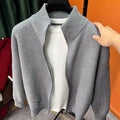 Solid-color Zip-up Cardigan Knitwear Men's Jacket