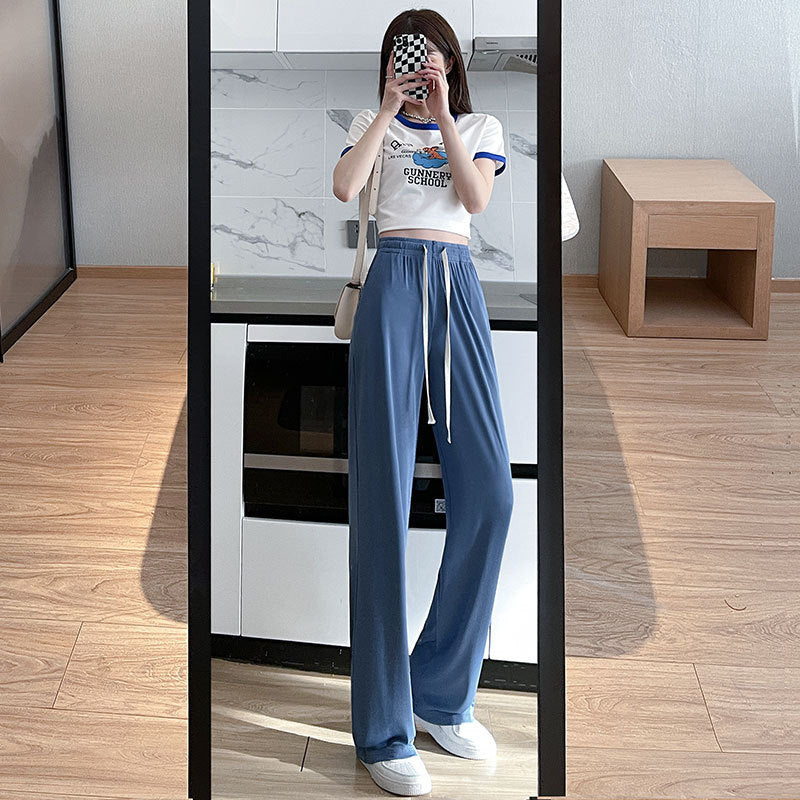 Ice Silk Wide-leg Pants Women's Draping Effect Trousers