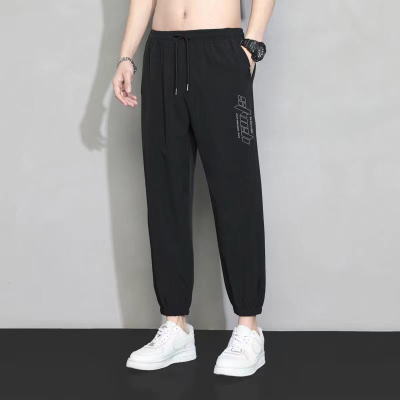 Summer Thin Breathable Ankle-length Casual Ice Silk Pants Men's