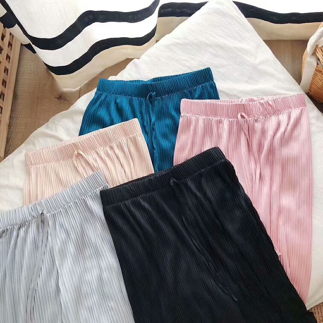 Drape Loose And Versatile High-waist Elastic Thin Straight-leg Pants Cropped Trousers