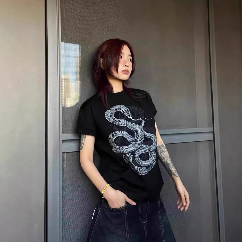 American Simple Printed Snake Year Short Sleeve