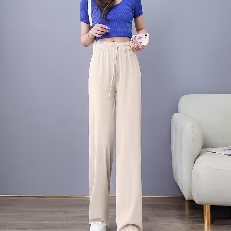 Women's Summer High Waist Loose Drooping Straight Casual Pants