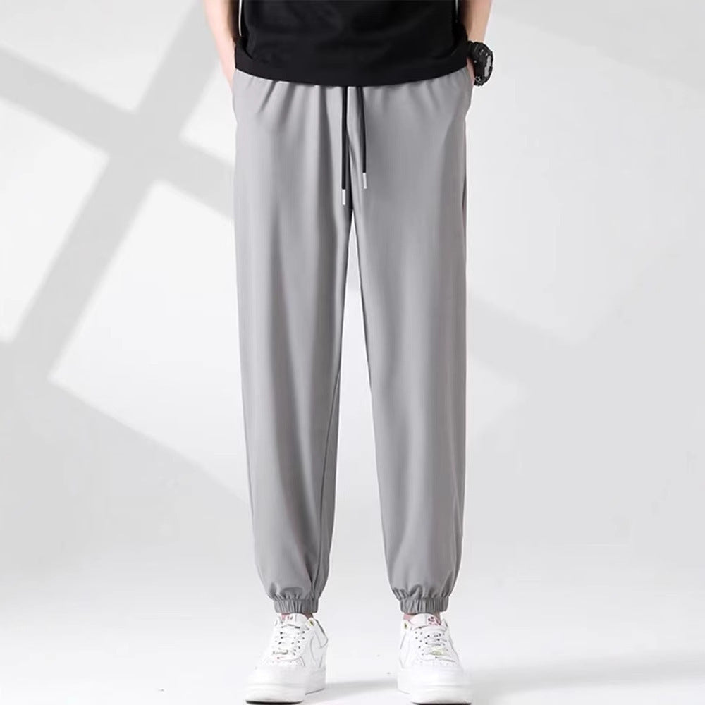 Summer Thin Breathable Ankle-length Casual Ice Silk Pants Men's