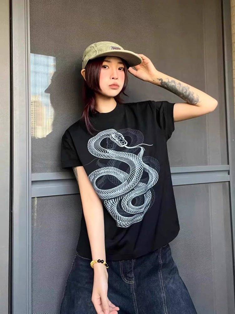 American Simple Printed Snake Year Short Sleeve
