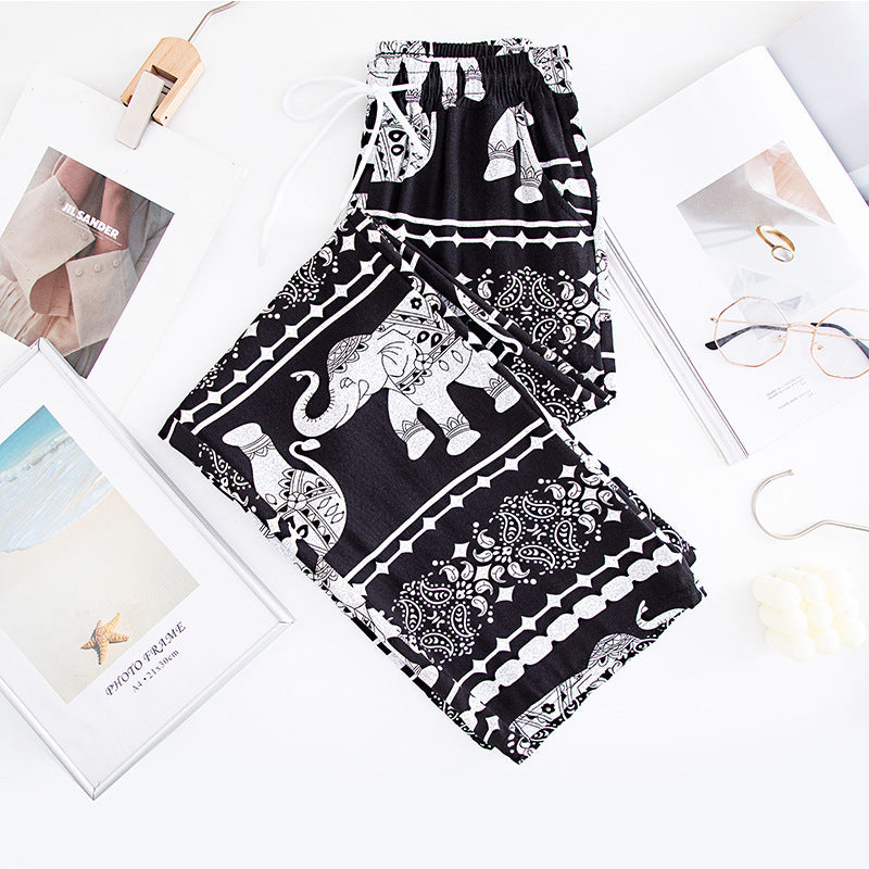 Thailand Elephant Yoga Wide-leg Pants For Women