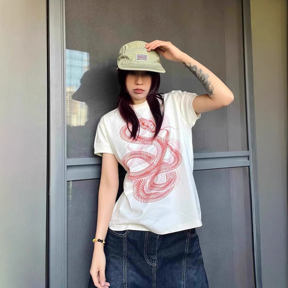 American Simple Printed Snake Year Short Sleeve