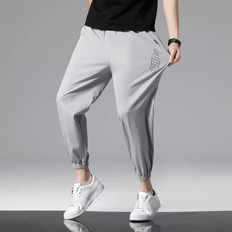 Summer Thin Breathable Ankle-length Casual Ice Silk Pants Men's