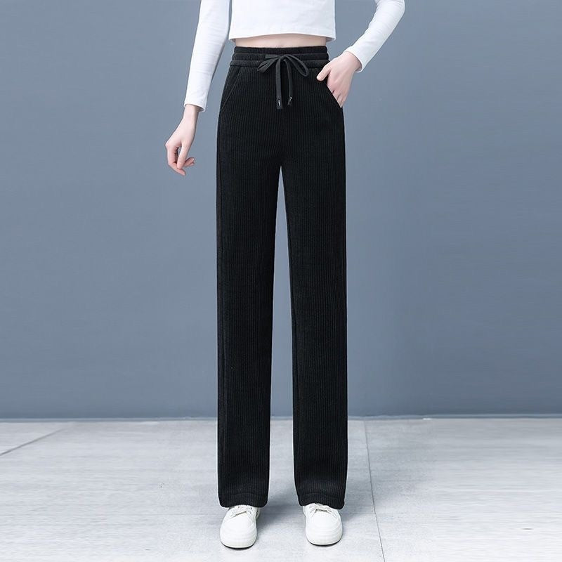Chenille Wide-leg Pants Women's High Waist Loose Straight Trousers