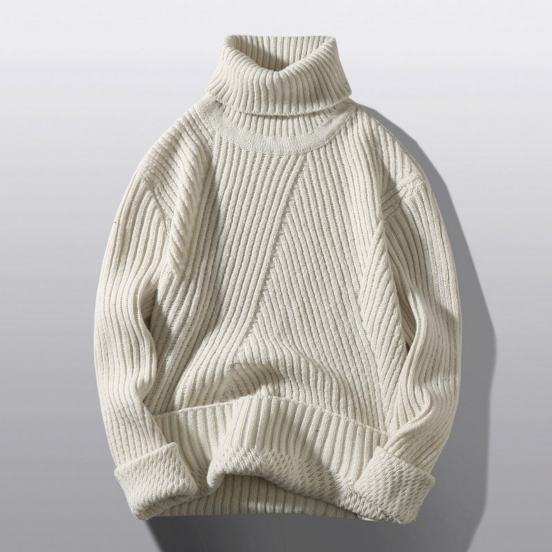 New Knitted Men's Thickened Casual High Neck Sweater