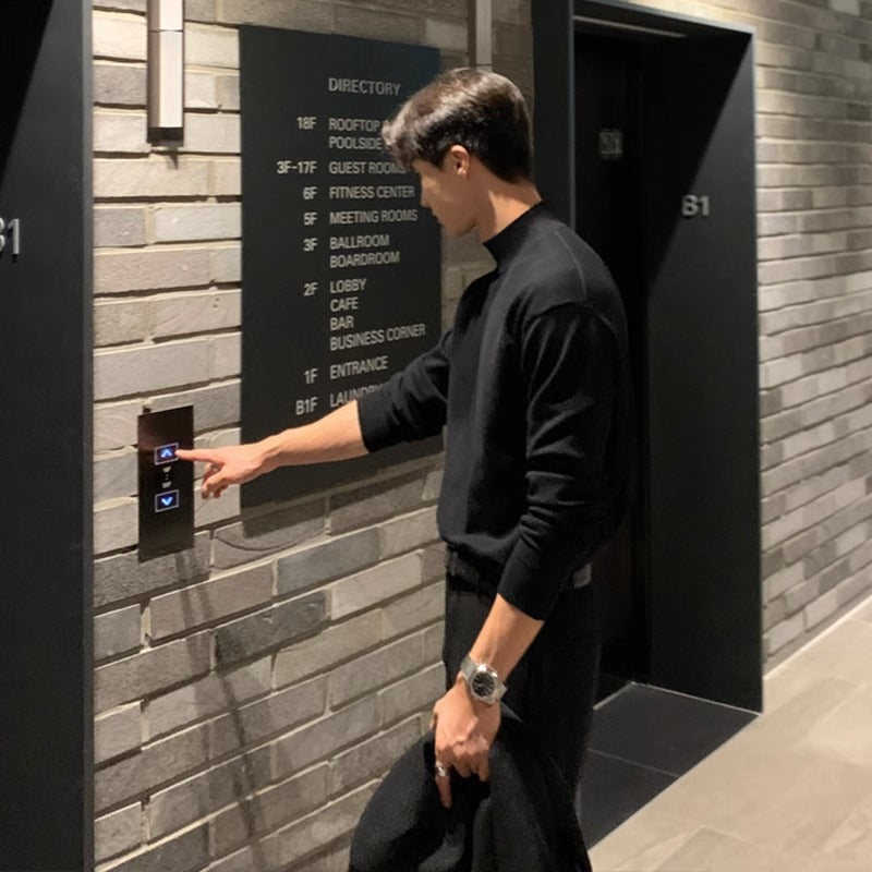 Long Sleeve Inner Wear Mock Neck Sweater Men's Loose Casual Bottoming Shirt