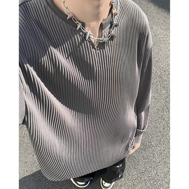 Plus Size Striped Texture Draping Solid Color