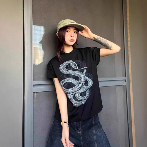 American Simple Printed Snake Year Short Sleeve