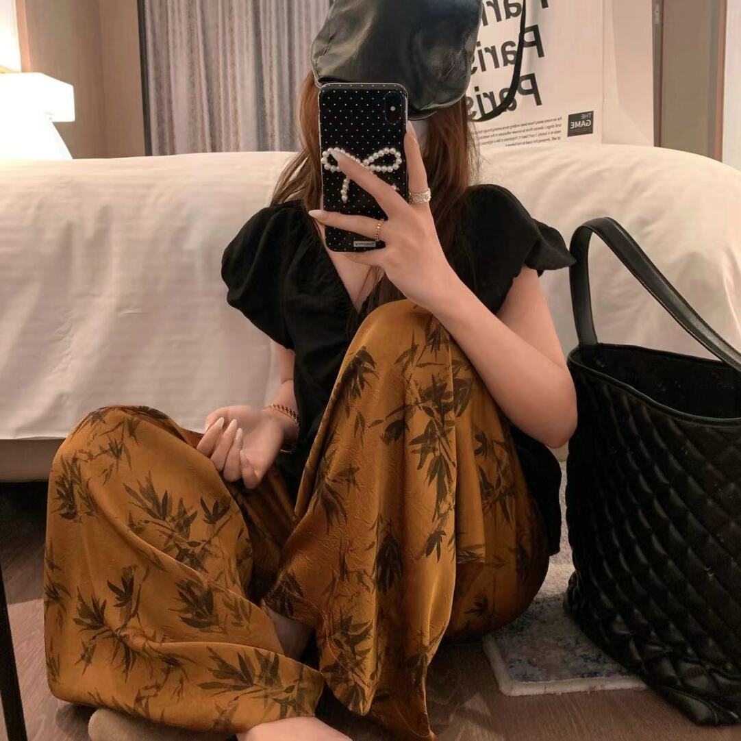 Cotton Poplin Pants Women's Thin Artificial Cotton Wide-leg Pants