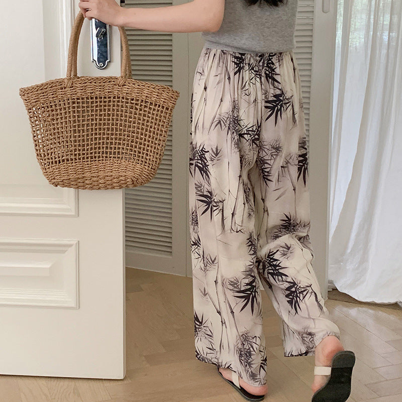 Cotton Poplin Pants Women's Thin Artificial Cotton Wide-leg Pants