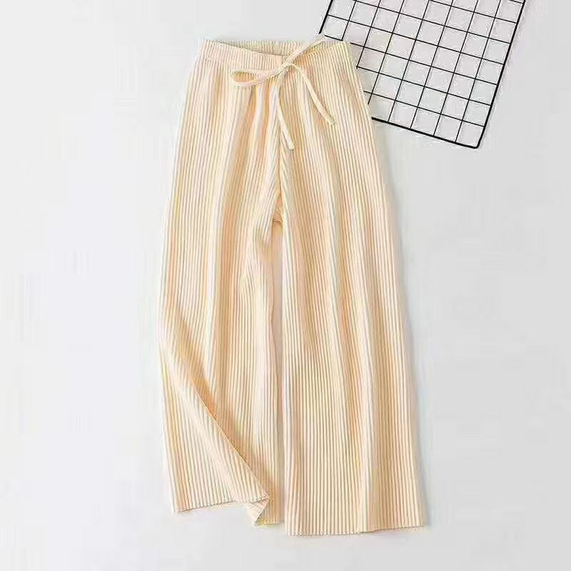 Drape Loose And Versatile High-waist Elastic Thin Straight-leg Pants Cropped Trousers