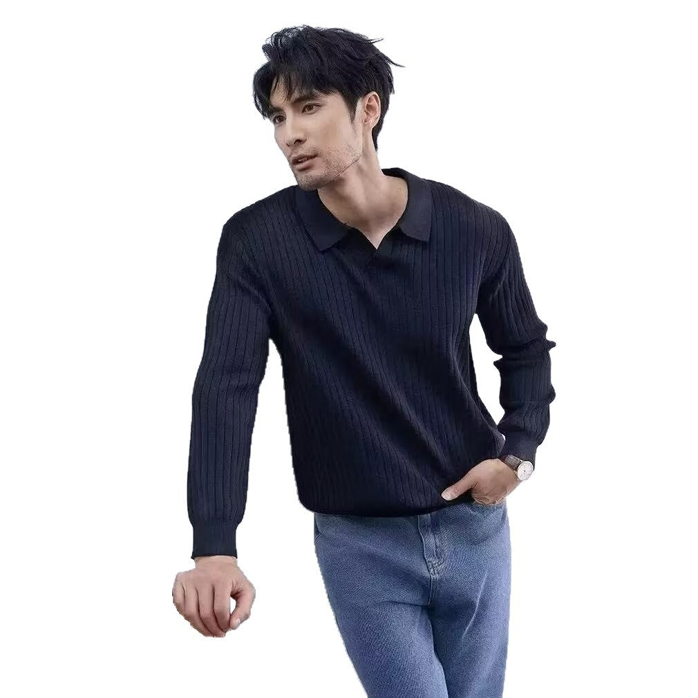 Men's Turn-down Collar Sweater Long Sleeve Knitwear