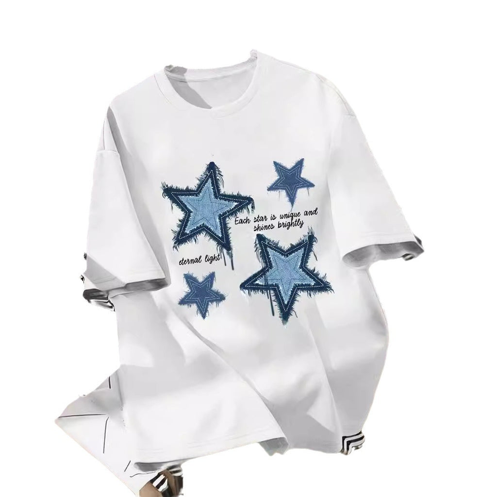 Womens Loose-fitting Short-sleeve Top With A Printed Design