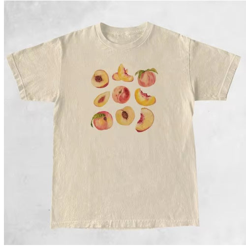 Print T-shirt Cute Drop Color Round Neck Short Sweater Chic Beautiful Couple's Tops