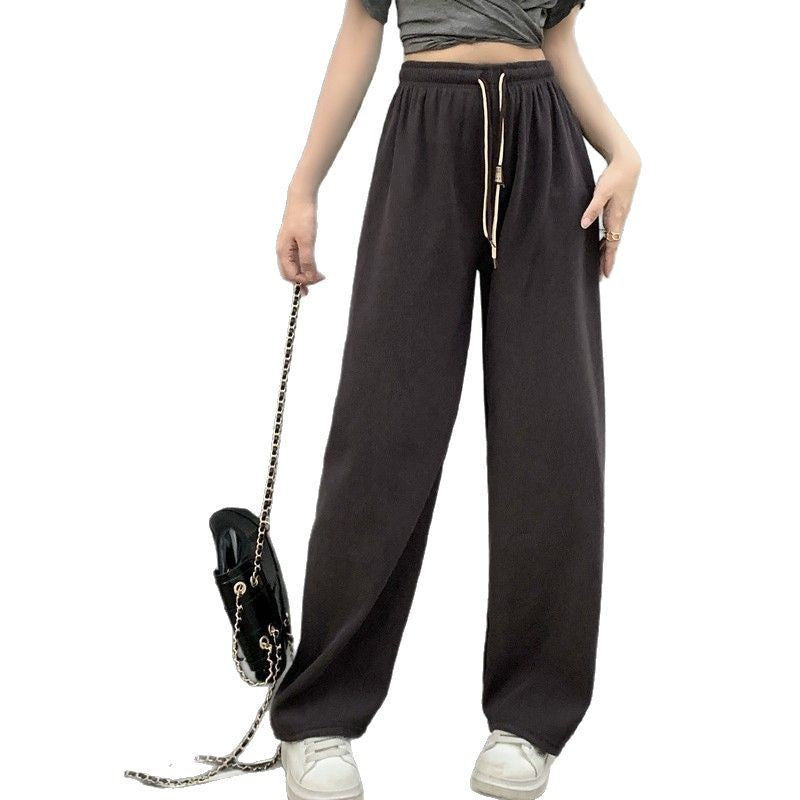 Corduroy Double Drawstring Wide-leg Pants Popular Women's Straight Loose High Waist