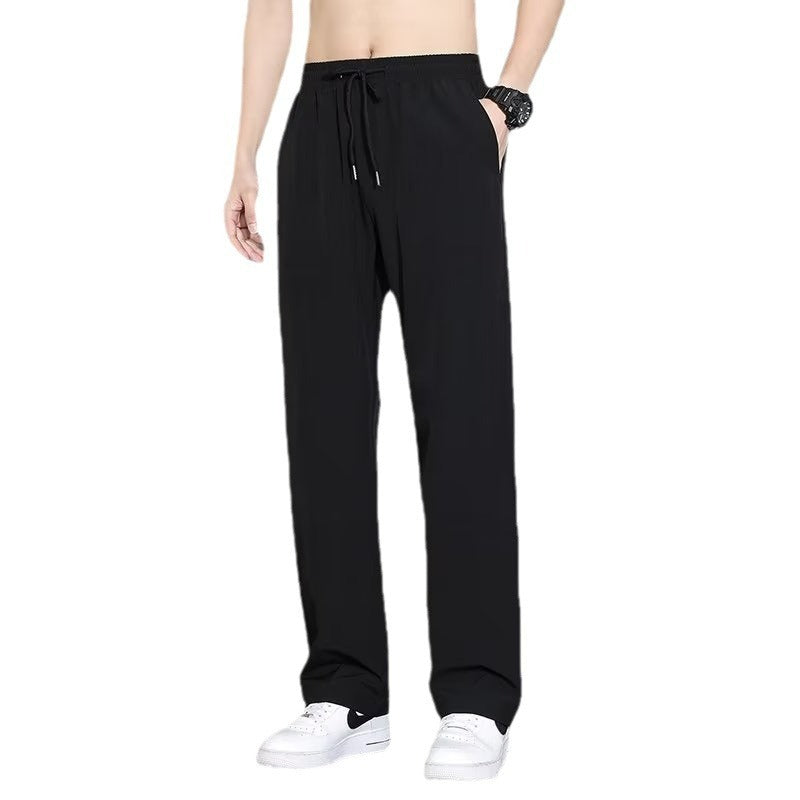 Straight Draping Effect Elastic Waist Quick-drying Casual Pants