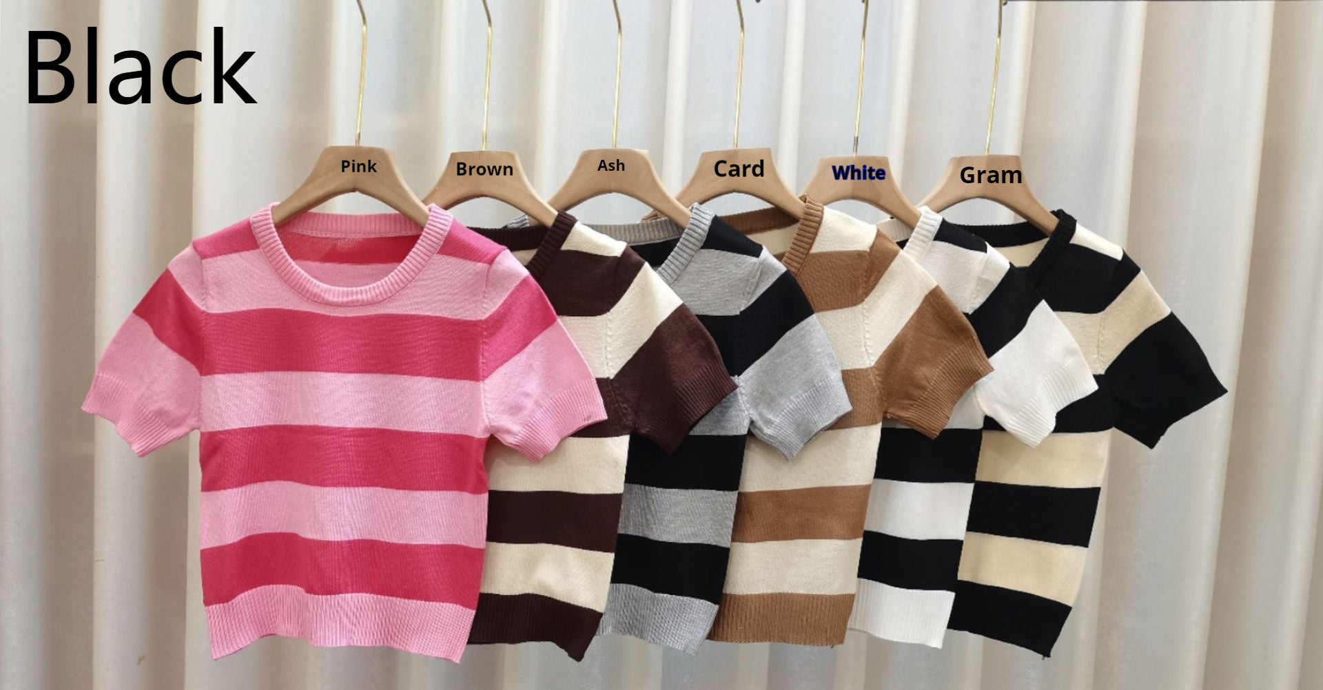 Summer New Striped Short Sleeve Women Slim Fit Slimming Top