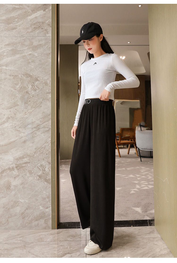 High Waist Straight Loose Slimming Ankle Length Casual Pants