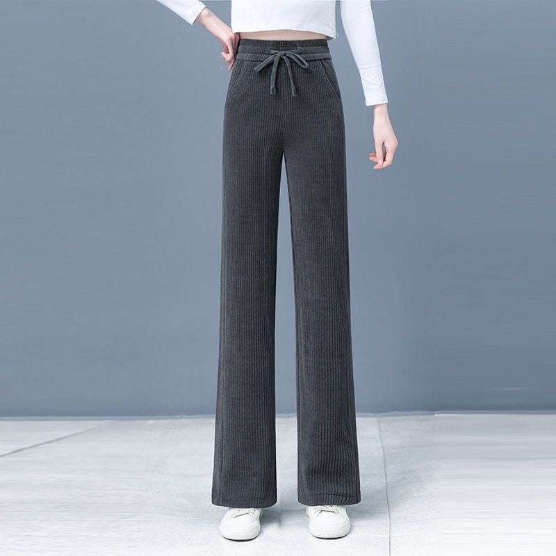 Chenille Wide-leg Pants Women's High Waist Loose Straight Trousers