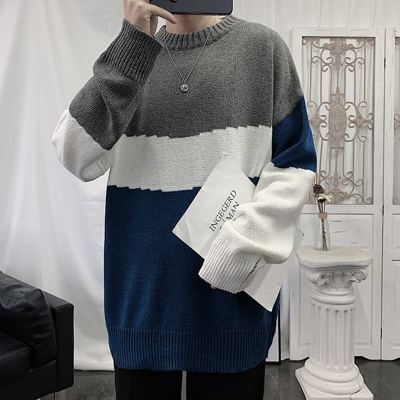Fashionable Round Neck Pullover Loose Thick Knitted Sweater