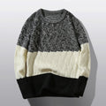 Men's Round Neck Long Sleeve Color Block Warm Casual Top