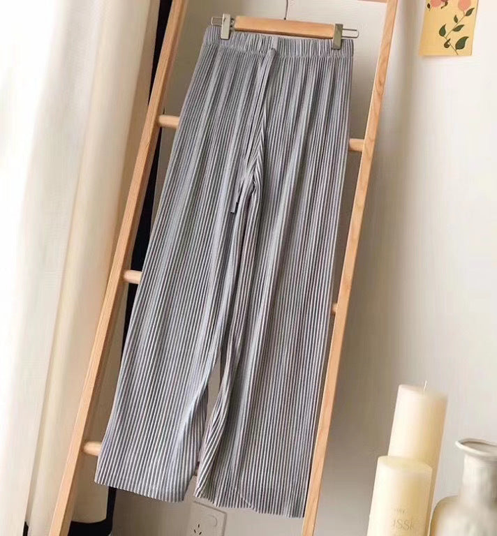 Drape Loose And Versatile High-waist Elastic Thin Straight-leg Pants Cropped Trousers