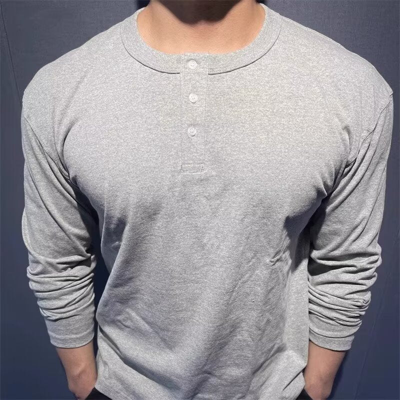 Long Sleeve Men's Tight Cuffs Open Collar Slim Fit