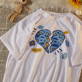 Loose-fitting Short-sleeve Top With A Heart Print