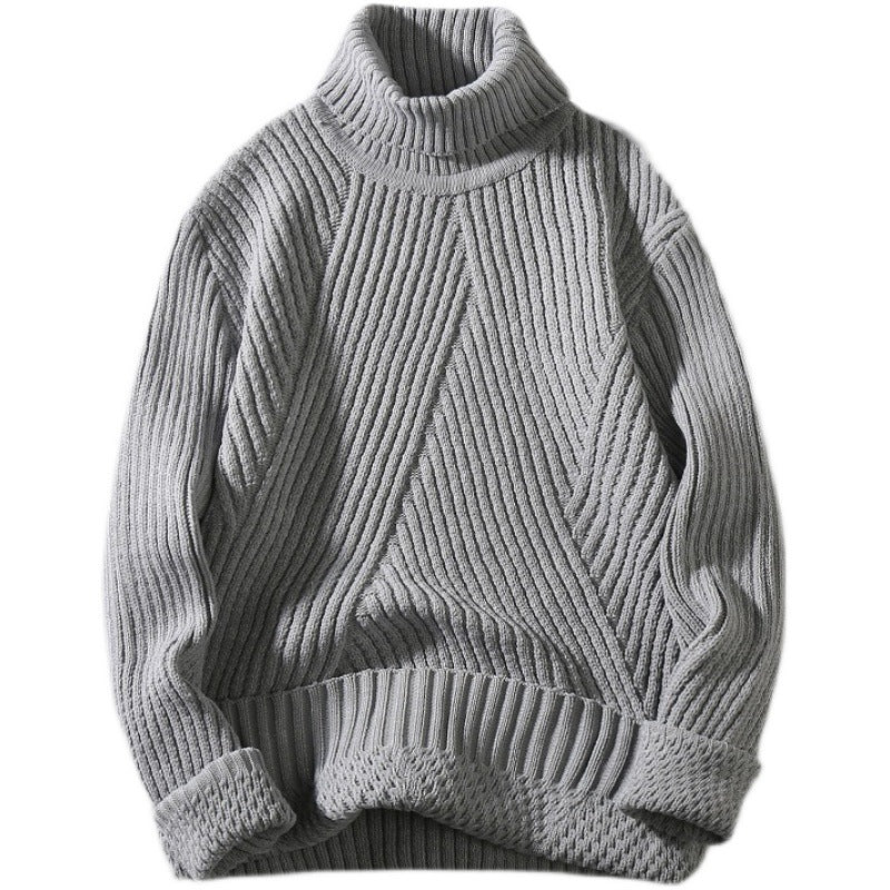 New Knitted Men's Thickened Casual High Neck Sweater