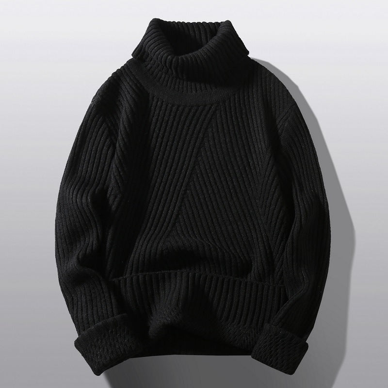 New Knitted Men's Thickened Casual High Neck Sweater
