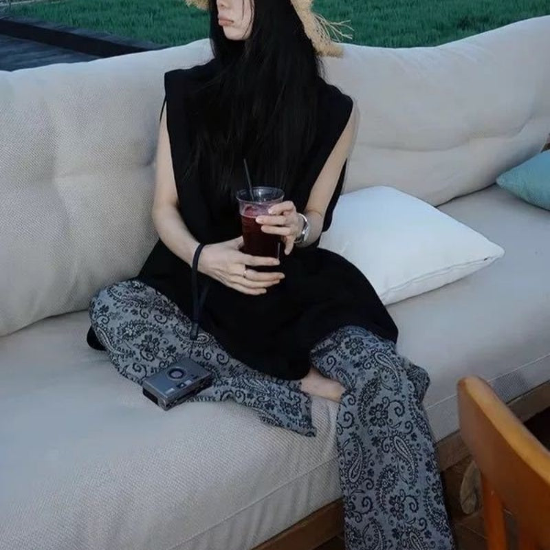 Floral High-waisted Wide-leg Pants Lightweight