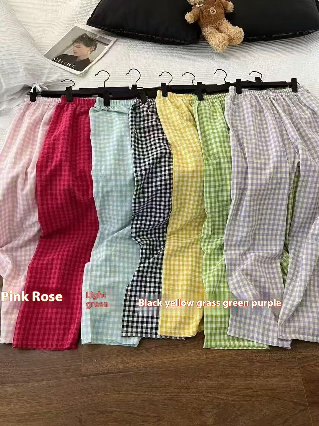 Japanese Style Plaid Casual Wide-leg Pants For Women