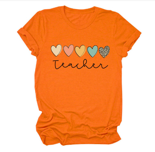 Round Neck Short Sleeve T-shirt Plus Size Loose Trendy Casual Print Top Youth Half Sleeve