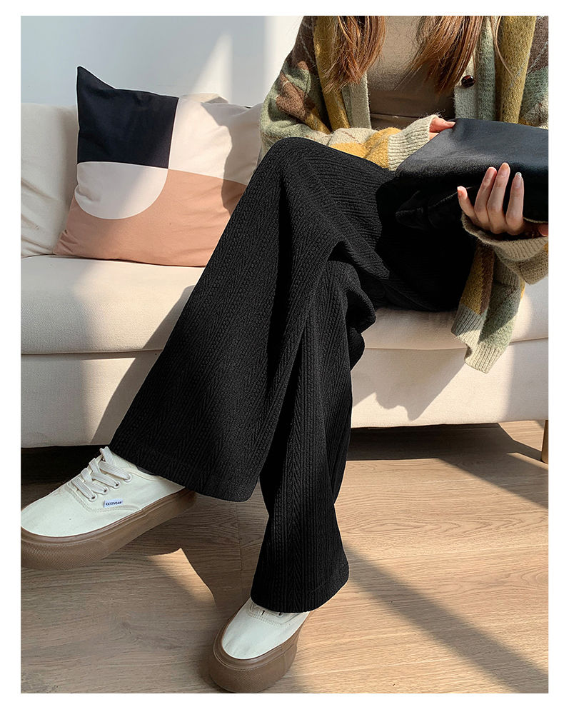High Waist Drape Black Straight Loose Casual Pants Trousers